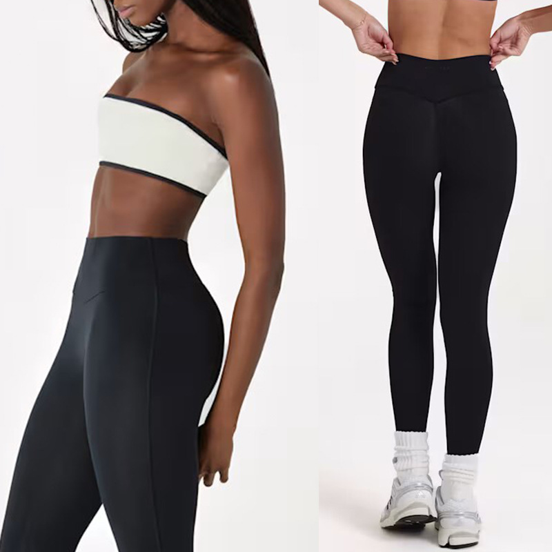 Cross-Border New Yoga Set, Sports Bra, Color-Blocked Tube Top, Yoga Fitness Wear, Leggings Set