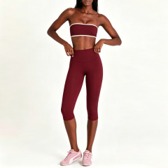 Yy422 cherry red top + cropped tights