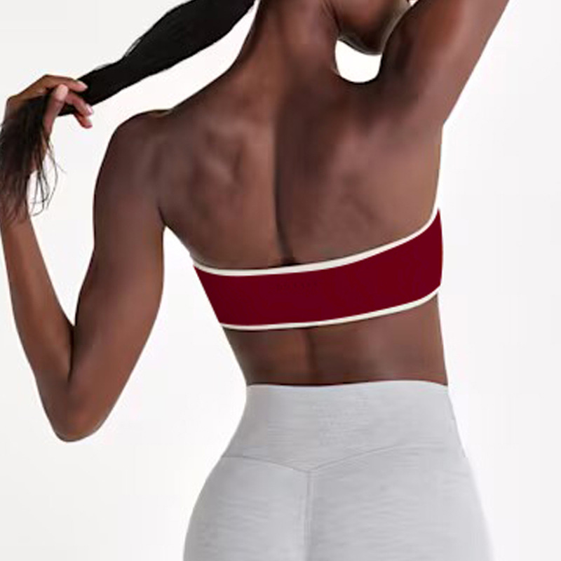 European and American New Style All-In-One Nude-Feel Sports Bra with Contrasting Color Tube Top, Inner Layer Fitness Top, Tight-Fitting Yoga Wear