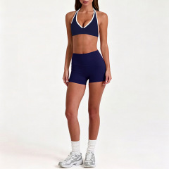 Yy423 navy blue top + shorts