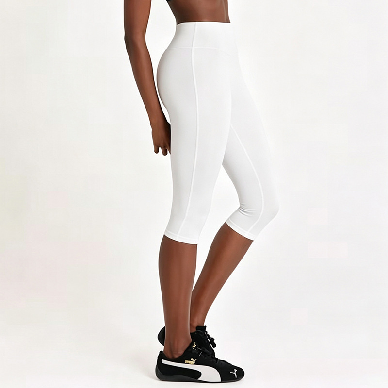 Cross-border high-waisted capri pants, slim-fitting, shaping, hip-lifting, yoga shorts, running, fitness, quick-drying capri pants