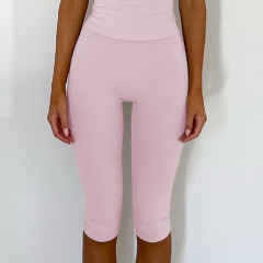 YY292 Peach Pink Mid-Length Pants