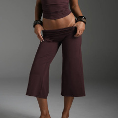 YY397 Ankera Red Cropped Wide-Leg Pants