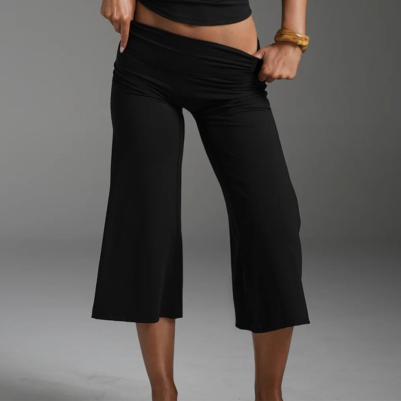 Cross-border yoga pants, high-waisted running sports straight leg pants, hip-lifting cropped wide-leg pants, stretch Pilates fitness pants