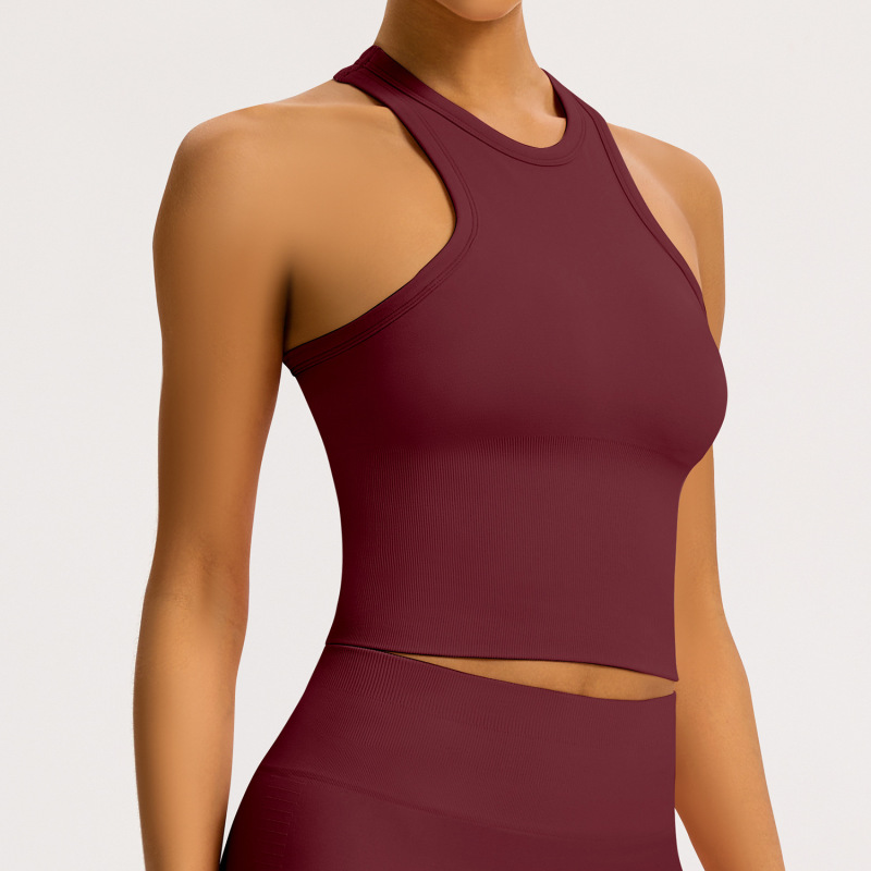 Cross-Border Seamless Tight-Fitting Racerback Yoga Tank Top for Women, Outdoor Fitness Vest, Outerwear Sports Yoga Clothing