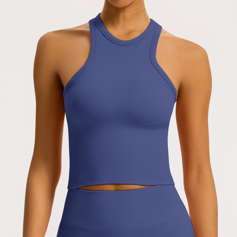 Cross-Border Seamless Tight-Fitting Racerback Yoga Tank Top for Women, Outdoor Fitness Vest, Outerwear Sports Yoga Clothing