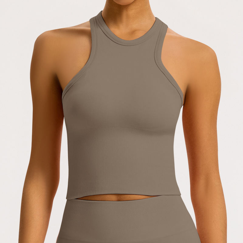 Cross-Border Seamless Tight-Fitting Racerback Yoga Tank Top for Women, Outdoor Fitness Vest, Outerwear Sports Yoga Clothing
