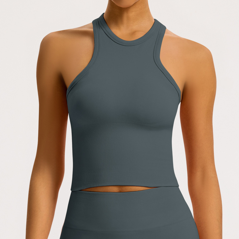 Cross-Border Seamless Tight-Fitting Racerback Yoga Tank Top for Women, Outdoor Fitness Vest, Outerwear Sports Yoga Clothing