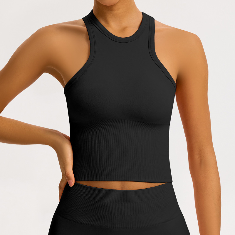 Cross-Border Seamless Tight-Fitting Racerback Yoga Tank Top for Women, Outdoor Fitness Vest, Outerwear Sports Yoga Clothing