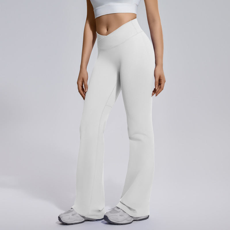 Cross-Border Seamless Flared Wide-Leg Cross-Waist Hip-Lifting Tummy-Tucking High-Elastic Flared Pants for Women's Sports, Running, Fitness, and Yoga Wear