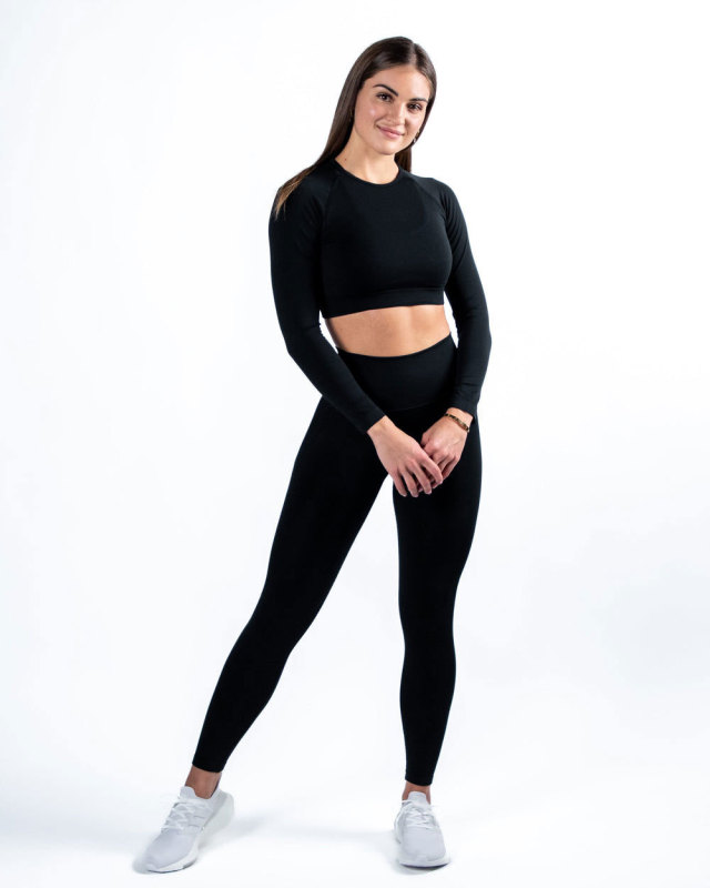 Aliexpress Amazon Feel Smooth Side Jacquard Seamless Fitness Long-sleeved Pants Suit Fitness Long-sleeved Pants