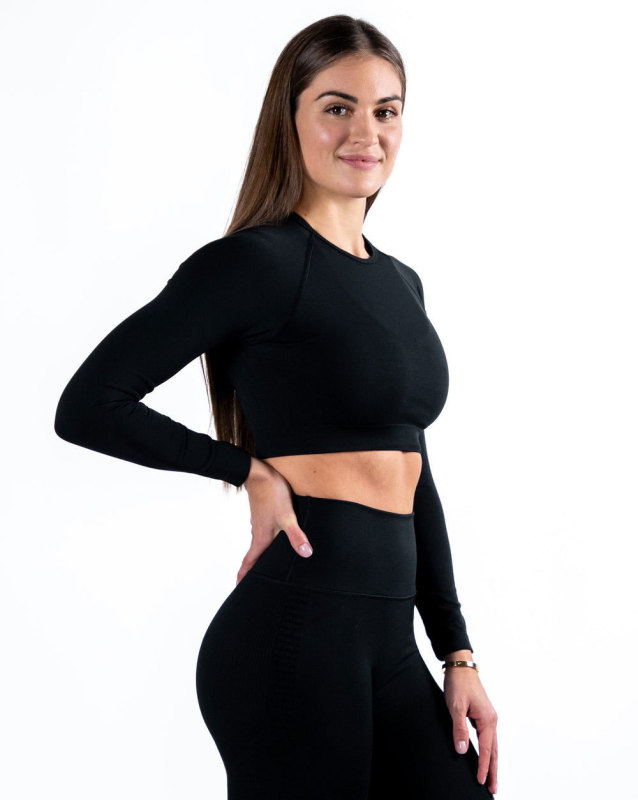 Aliexpress Amazon Feel Smooth Side Jacquard Seamless Fitness Long-sleeved Pants Suit Fitness Long-sleeved Pants