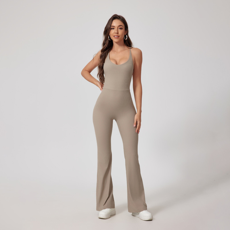 European and American Naked Feeling Thread Hollow Beautiful Back Tight Yoga One-piece Suit Hip Lifting Sports Fitness One-piece Suit
