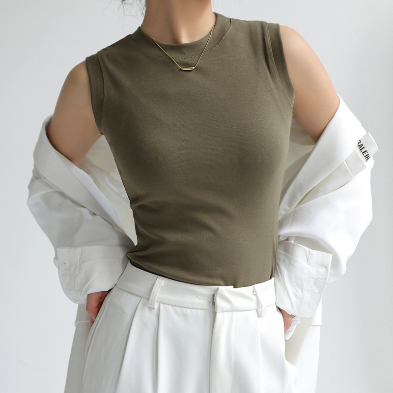 Cotton Small Crewneck Basic Base All-match Camisole Women's Summer Sleeveless Outer Wearing Jacket