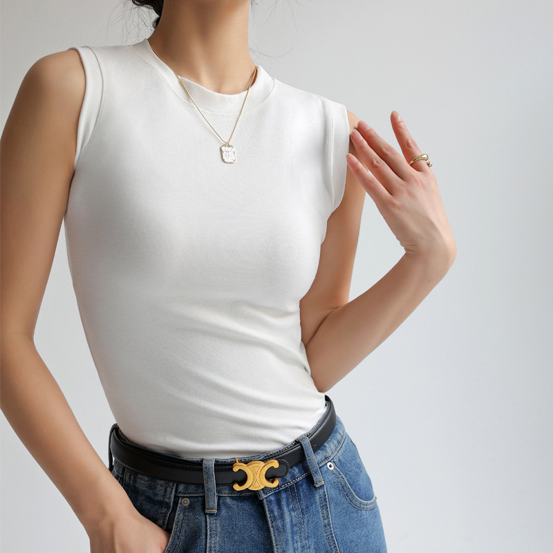 Cotton Small Crewneck Basic Base All-match Camisole Women's Summer Sleeveless Outer Wearing Jacket