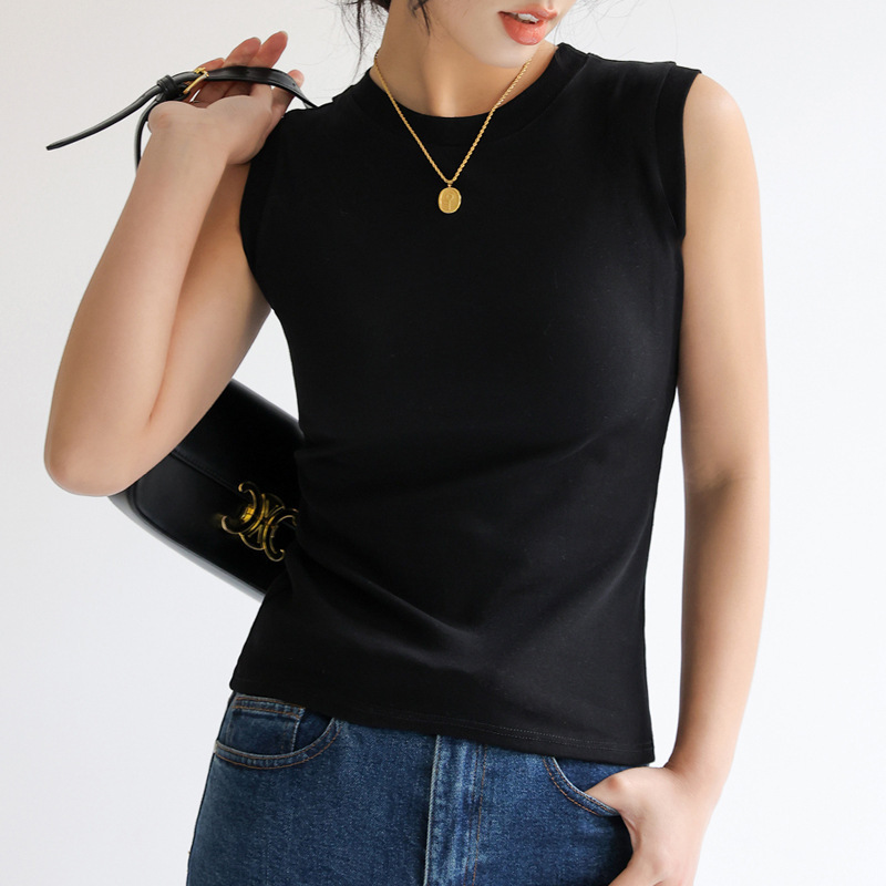 Cotton Small Crewneck Basic Base All-match Camisole Women's Summer Sleeveless Outer Wearing Jacket