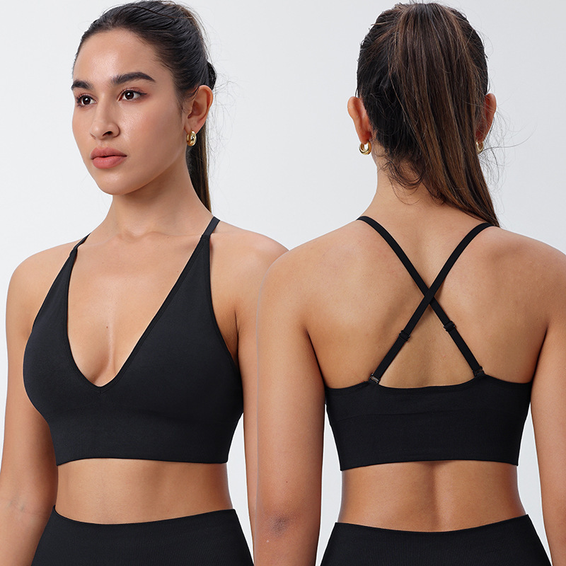 Adjustable Double Shoulder Straps European and American Style Triangle Cup Bra, Sexy Deep V Casual Lingerie, Yoga Bra, Amazon Hot Seller