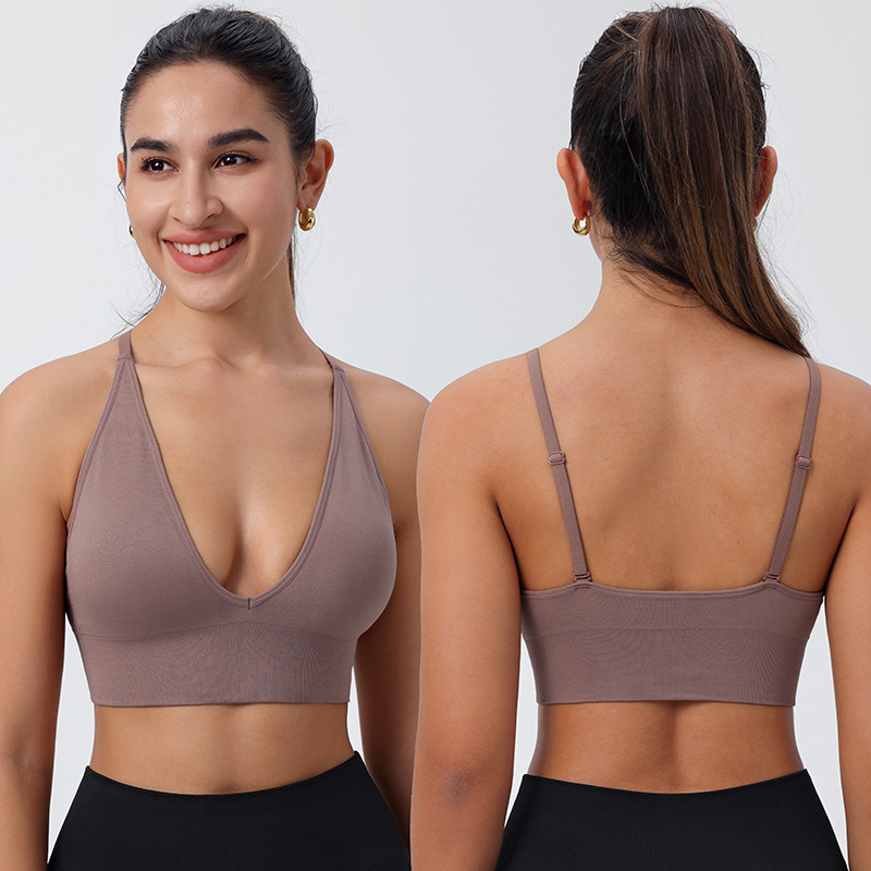 Adjustable Double Shoulder Straps European and American Style Triangle Cup Bra, Sexy Deep V Casual Lingerie, Yoga Bra, Amazon Hot Seller