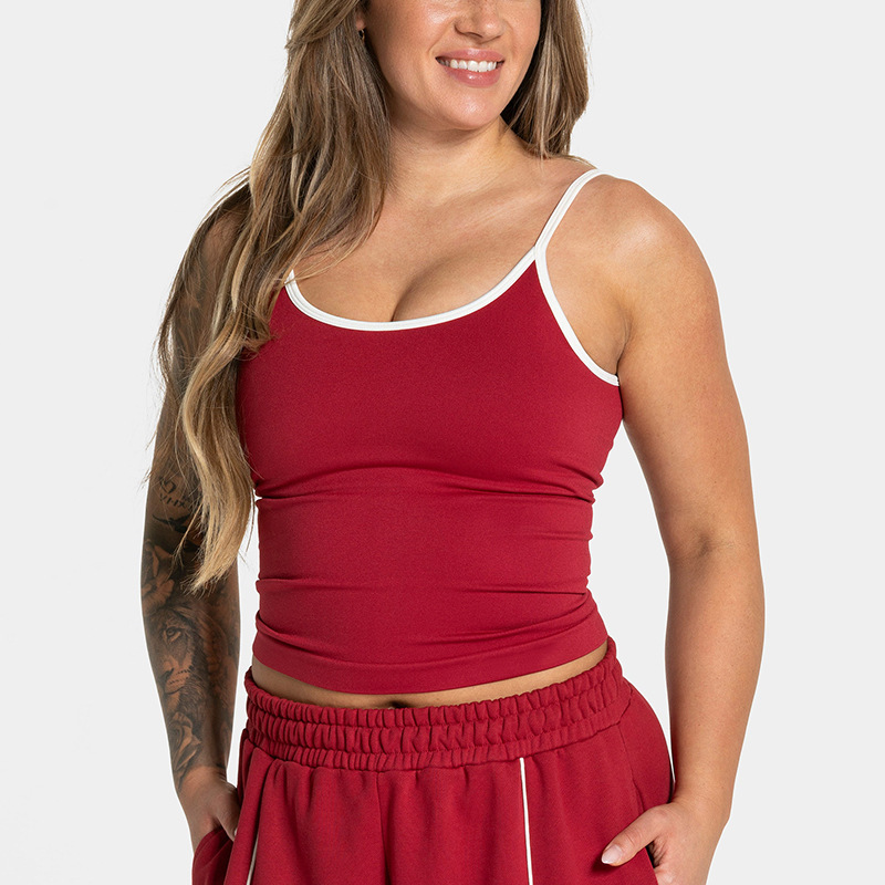 Cross-Border Color-Blocked Tight-Fitting Fake Two-Piece Sports Top Long-Sleeved Running Fitness Yoga Top Outerwear Yoga Clothing Top