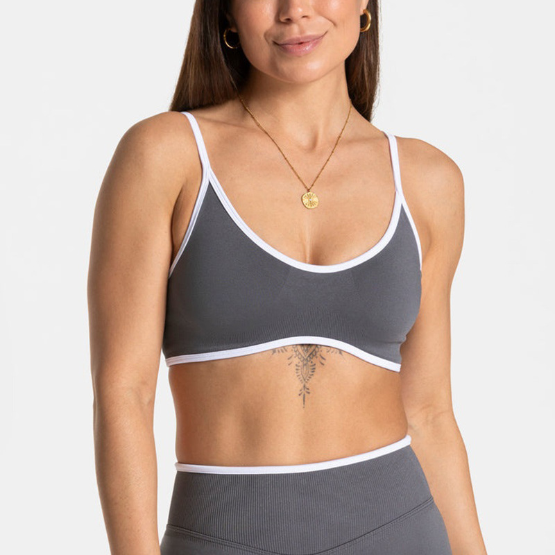 Cross-Border Color-Blocked Tight-Fitting Fake Two-Piece Sports Top Long-Sleeved Running Fitness Yoga Top Outerwear Yoga Clothing Top