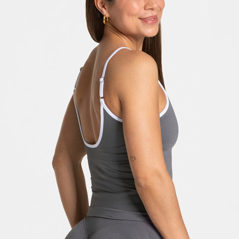 Cross-Border Color-Blocked Tight-Fitting Fake Two-Piece Sports Top Long-Sleeved Running Fitness Yoga Top Outerwear Yoga Clothing Top