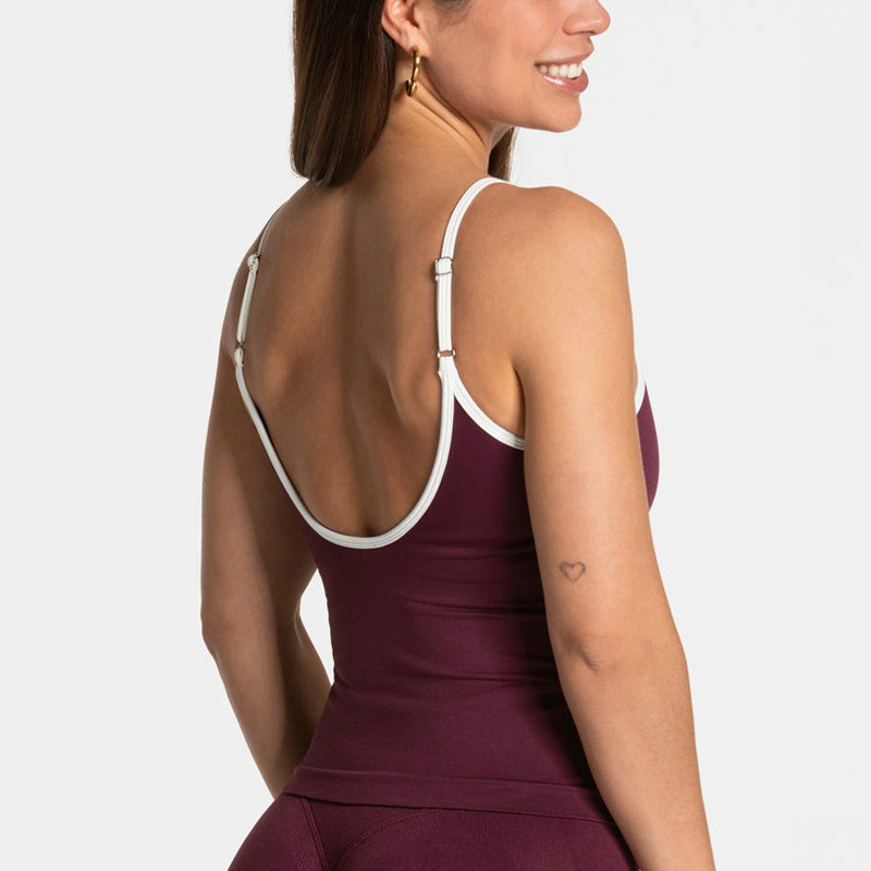 Cross-Border Color-Blocked Tight-Fitting Fake Two-Piece Sports Top Long-Sleeved Running Fitness Yoga Top Outerwear Yoga Clothing Top