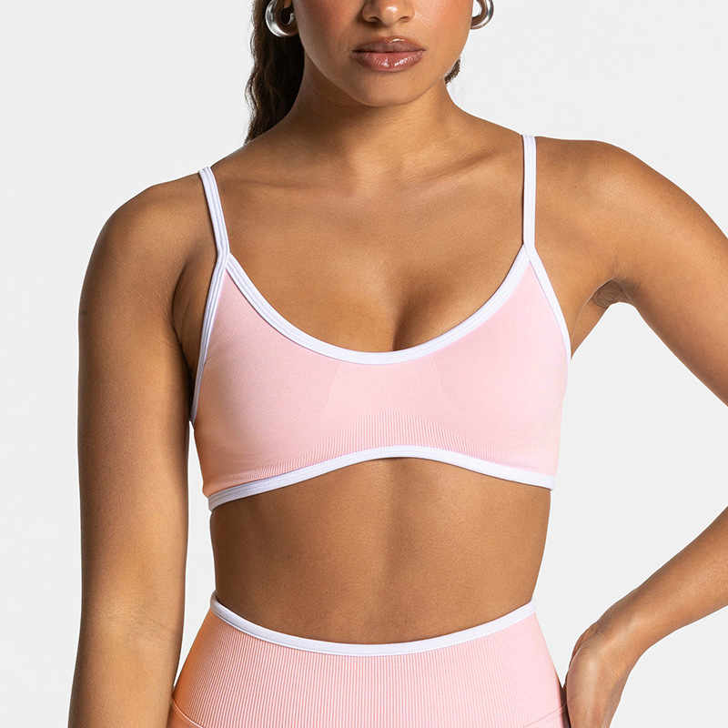 Cross-Border Color-Blocked Tight-Fitting Fake Two-Piece Sports Top Long-Sleeved Running Fitness Yoga Top Outerwear Yoga Clothing Top