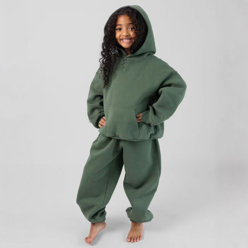 Independent Station Children's Clothing European and American Cross-Border Big Children's Trousers Hooded Suit Big Children's Trousers Two-Piece Children's Sports Suit