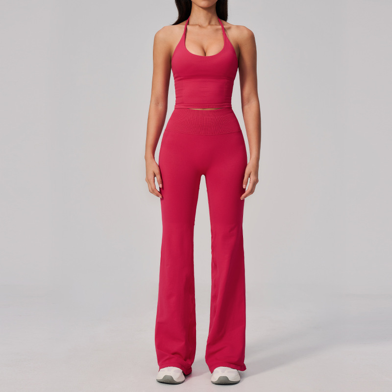 Cross-Border New Yoga Clothing Set for Women, Summer Seamless Yoga Ribbed Sports Fitness Beautiful Back Sports Set for Women 2557