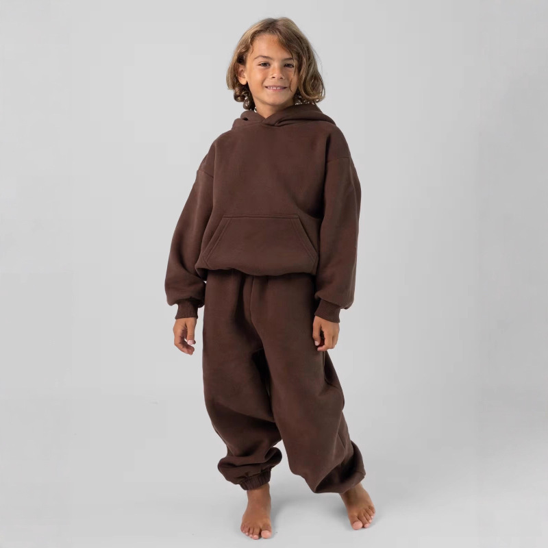 Independent Station Children's Clothing European and American Cross-Border Big Children's Trousers Hooded Suit Big Children's Trousers Two-Piece Children's Sports Suit