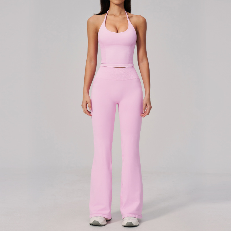 Cross-Border New Yoga Clothing Set for Women, Summer Seamless Yoga Ribbed Sports Fitness Beautiful Back Sports Set for Women 2557