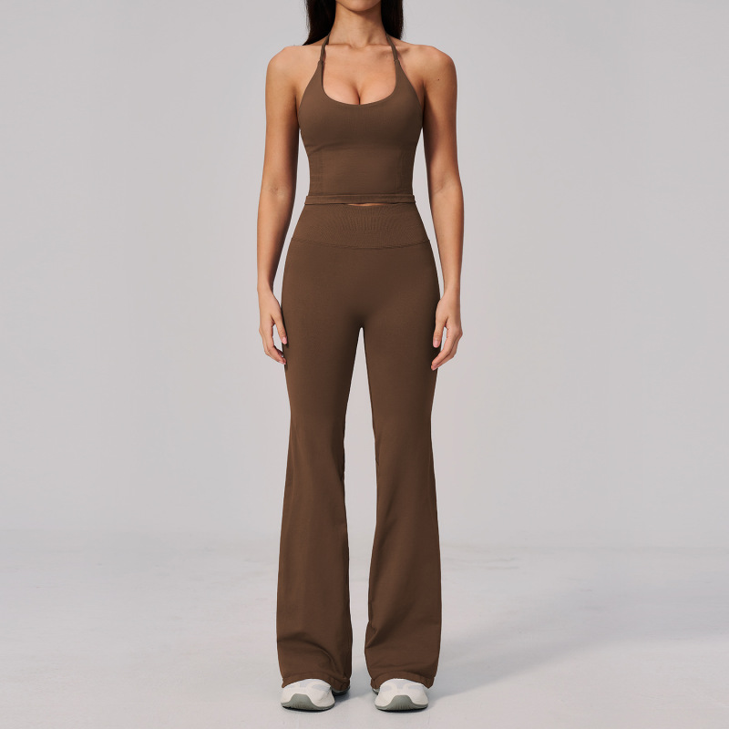 Cross-Border New Yoga Clothing Set for Women, Summer Seamless Yoga Ribbed Sports Fitness Beautiful Back Sports Set for Women 2557