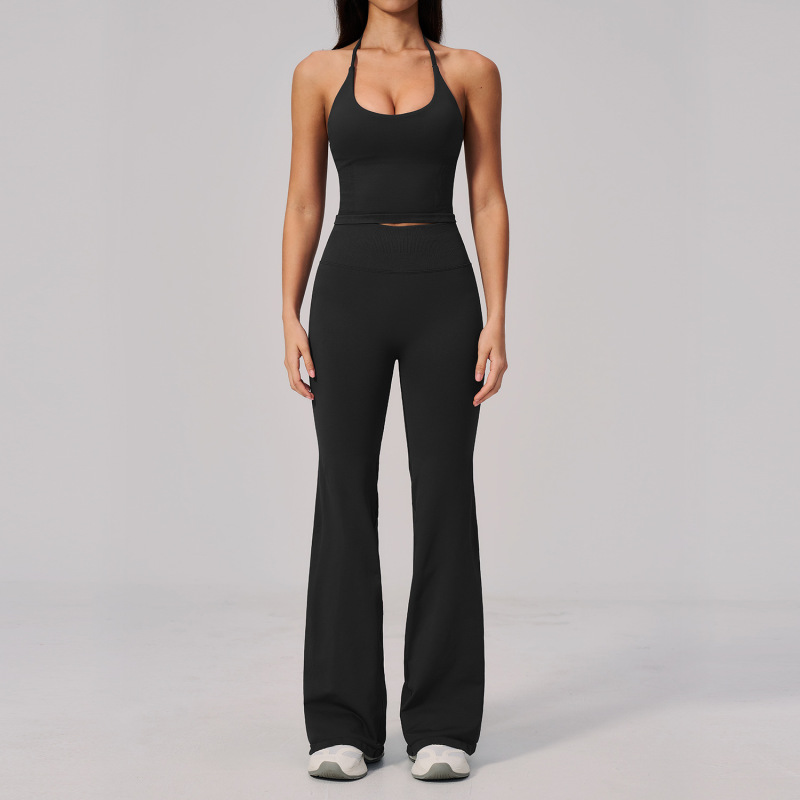 Cross-Border New Yoga Clothing Set for Women, Summer Seamless Yoga Ribbed Sports Fitness Beautiful Back Sports Set for Women 2557