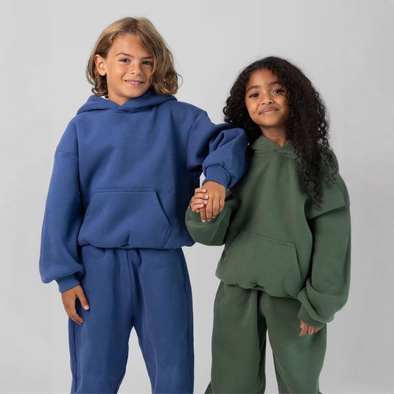 Independent Station Children's Clothing European and American Cross-Border Big Children's Trousers Hooded Suit Big Children's Trousers Two-Piece Children's Sports Suit