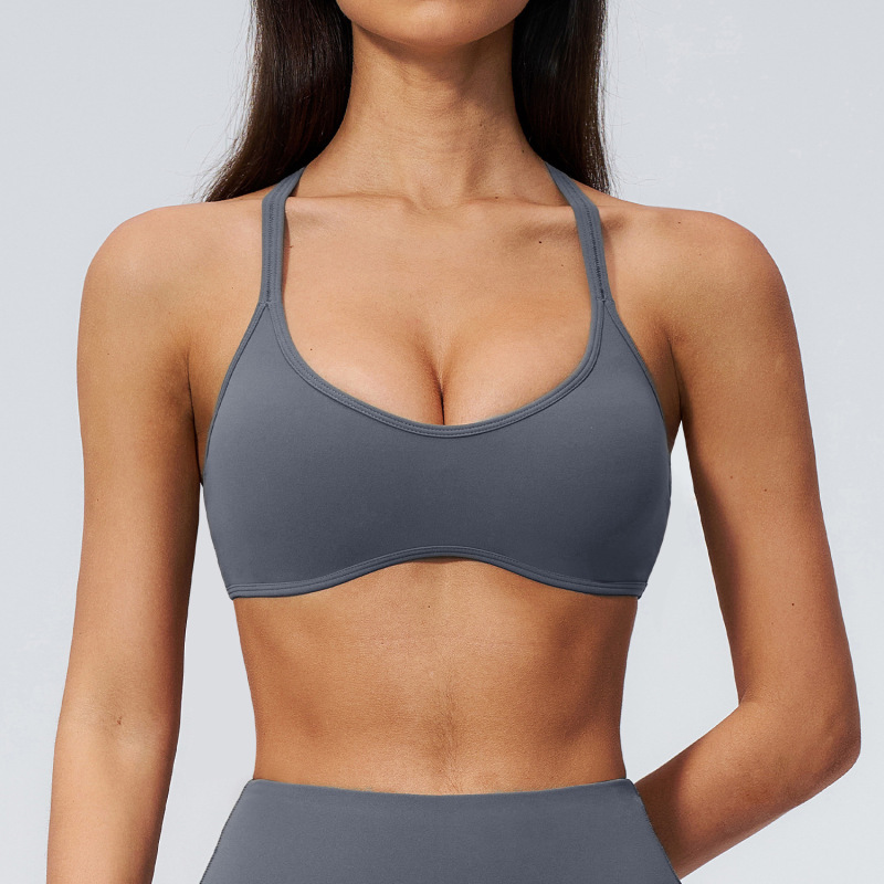 Summer Sports Bra for Women, Shockproof V-Neck Cross-Back Design, Suitable for Pilates and Yoga, Model 5560