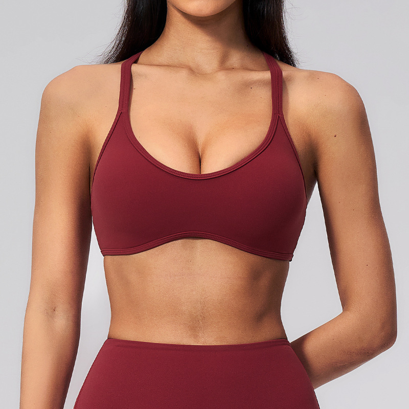 Summer Sports Bra for Women, Shockproof V-Neck Cross-Back Design, Suitable for Pilates and Yoga, Model 5560