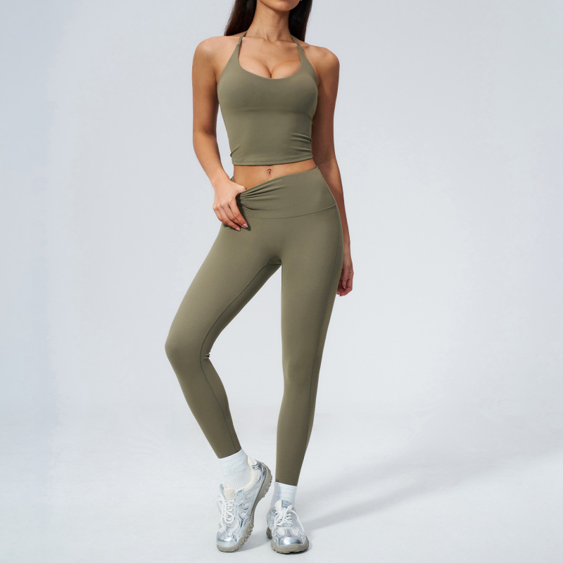 Ze Chuang's New Style Halter V-Neck Sports Suit with High Waist and Hip-Lifting Design, No Awkward Lines, Suitable for Fitness and Running, Model 5560