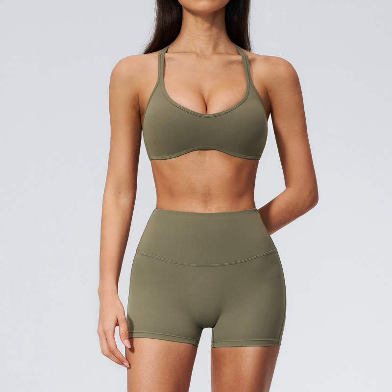 Cross-Border Fitness Clothing Set for Women, High-Waisted, Tummy-Tightening, Body-Shaping Sportswear, Running Tight-Fitting, Quick-Drying Yoga Clothing Set 5560