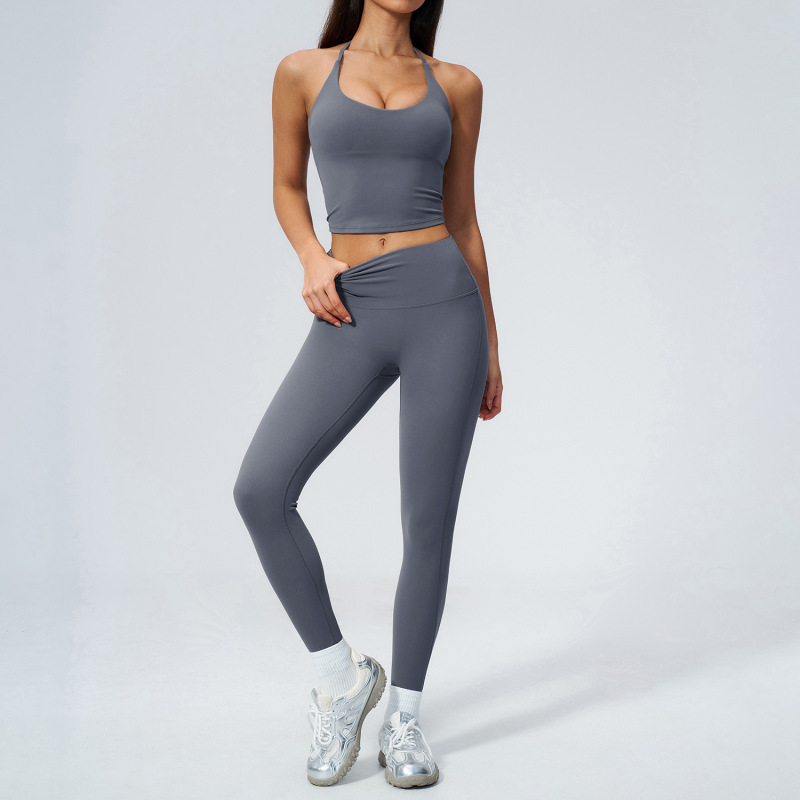 Ze Chuang's New Style Halter V-Neck Sports Suit with High Waist and Hip-Lifting Design, No Awkward Lines, Suitable for Fitness and Running, Model 5560