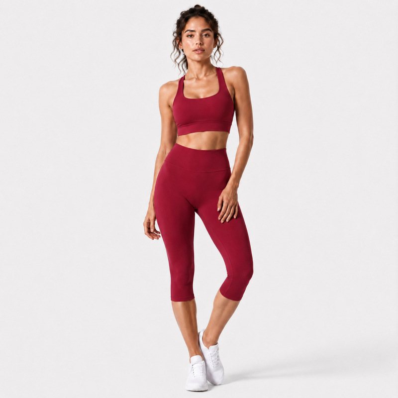 Cross-Border Halter Neck Sports Bra Set for Women with Chest Pads, Beautiful Back Design, Pilates Fitness Yoga Bra Two-Piece Set
