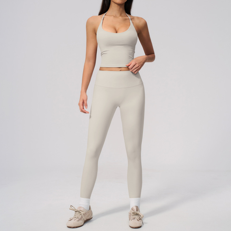 Ze Chuang's New Style Halter V-Neck Sports Suit with High Waist and Hip-Lifting Design, No Awkward Lines, Suitable for Fitness and Running, Model 5560