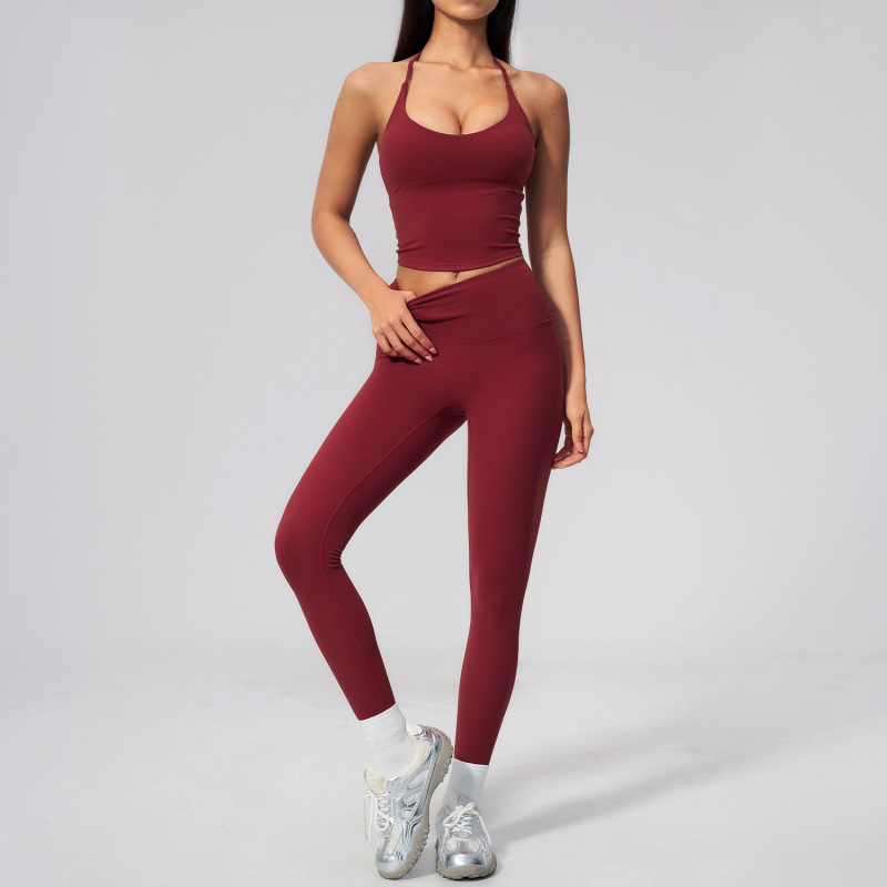 Ze Chuang's New Style Halter V-Neck Sports Suit with High Waist and Hip-Lifting Design, No Awkward Lines, Suitable for Fitness and Running, Model 5560