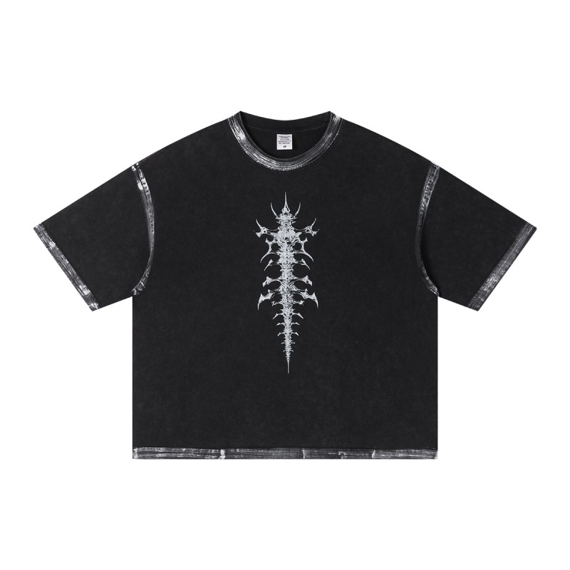 Street Madness | American-Style Trendy Streetwear Retro Print Round-Neck Short-Sleeve Heavyweight Oversized Loose-Fit Men's T-Shirt.