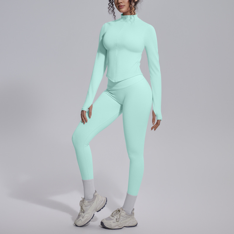 New cross-border seamless solid color breathable hip-lifting tight-fitting yoga suit set for sports running fitness yoga wear set
