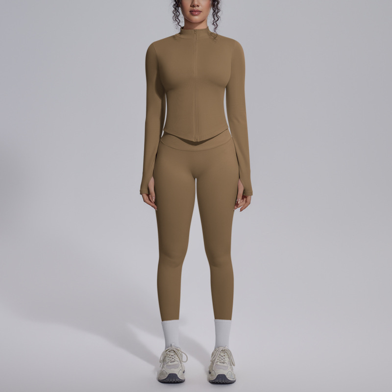 New cross-border seamless solid color breathable hip-lifting tight-fitting yoga suit set for sports running fitness yoga wear set