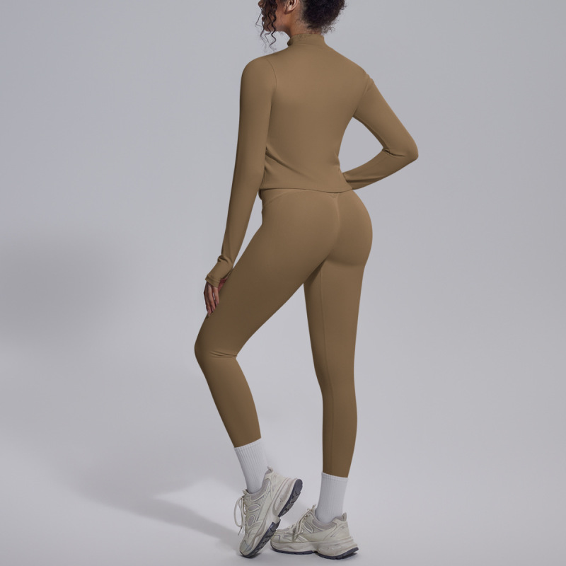New cross-border seamless solid color breathable hip-lifting tight-fitting yoga suit set for sports running fitness yoga wear set