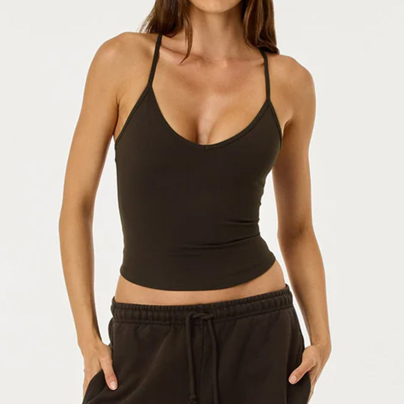 Cross-border summer casual vest with thin straps, racerback, quick-drying sports vest, women's inner layer, yoga wear, top, and outerwear.