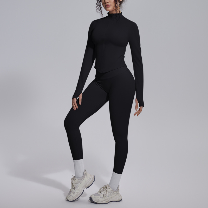New cross-border seamless solid color breathable hip-lifting tight-fitting yoga suit set for sports running fitness yoga wear set
