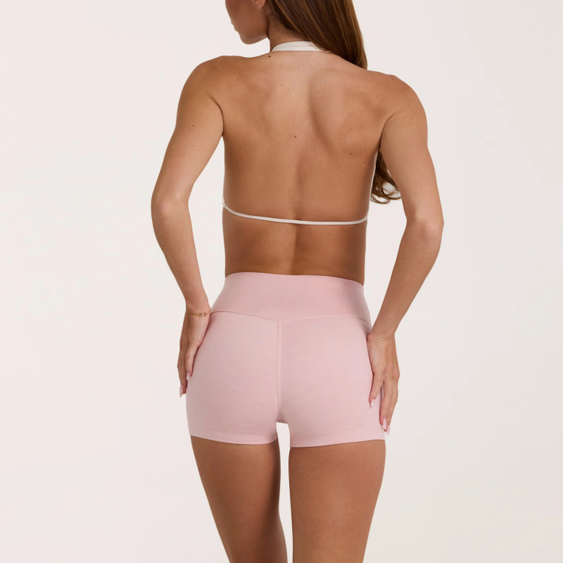 Cross-Border Seamless Brushed Sports Yoga Outfit Set, Sexy Halter Neck Beauty Back Bra, High-Waisted Sports Fitness Shorts for Women
