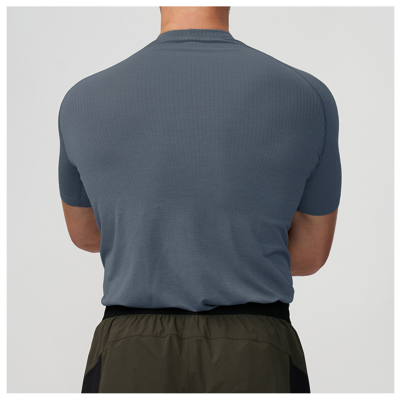 Cross-Border Men's Seamless Sports Fitness Quick-Drying Breathable Short-Sleeved Yoga Running Muscle Slim T-Shirt 7752